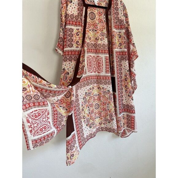 New York & Company Women's Abstract Boho Floral Print Open Front Cardigan Duster - Picture 7 of 10